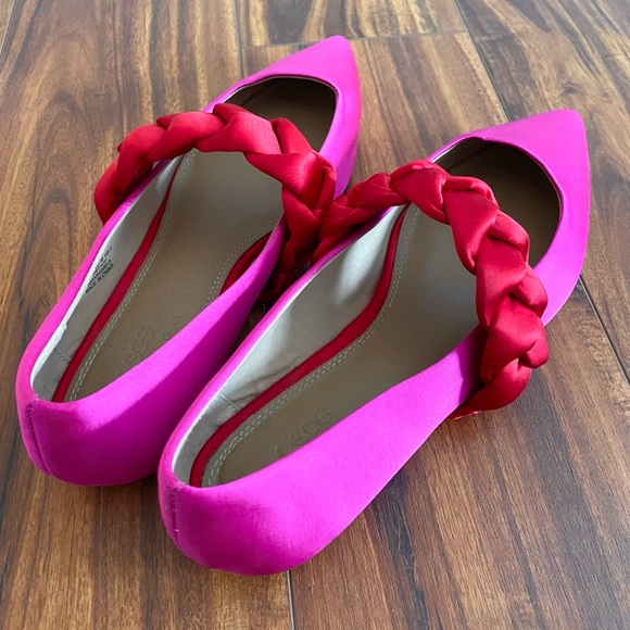 ASOS design pink red braid satin shoes size 38 US 7 - Picture 2 of 4